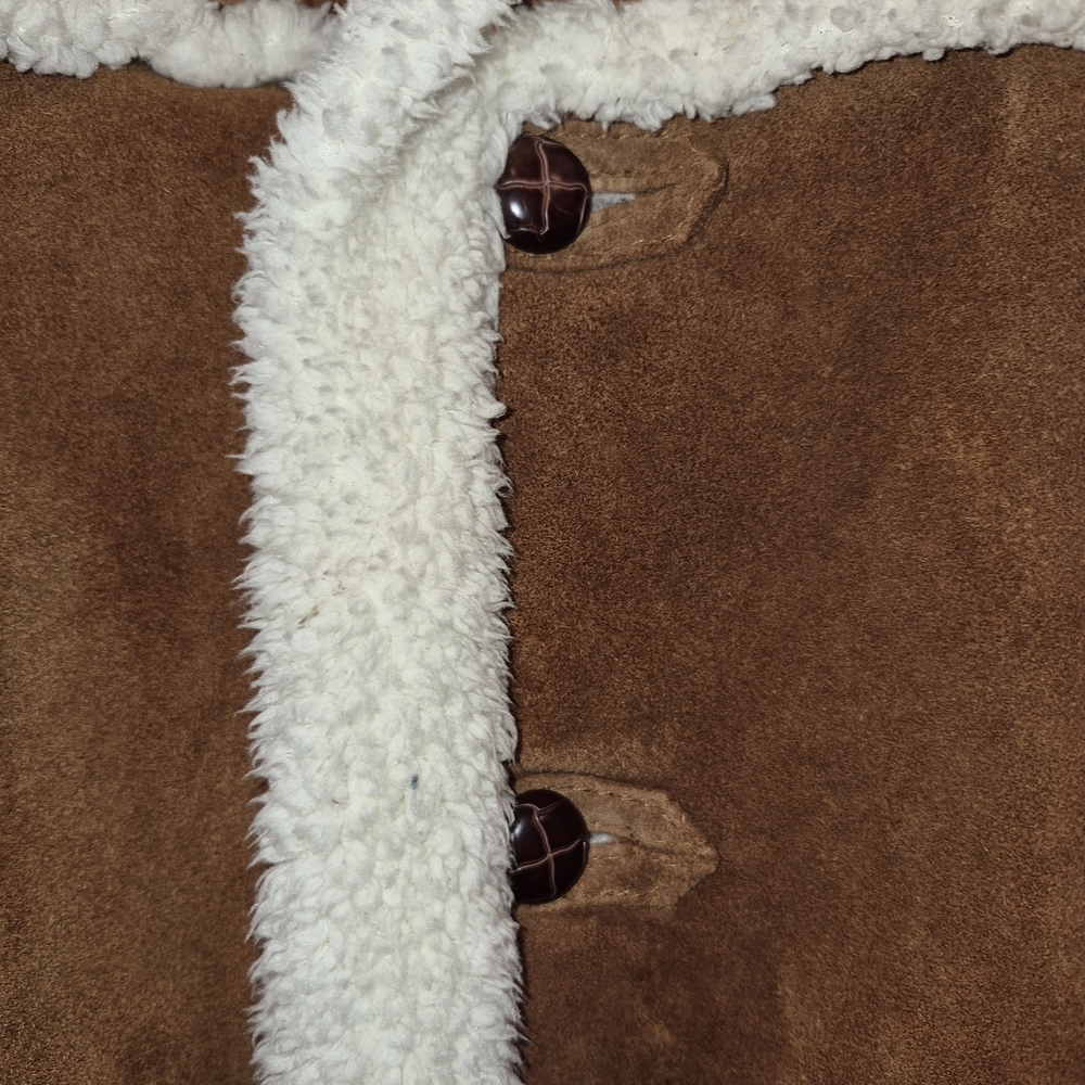 Brown and Cream Shearling Leather Jacket - Picture 4 of 8